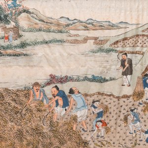 Chinese school: Three rice production scenes, ink and colour on silk, 19th C. — photo 4