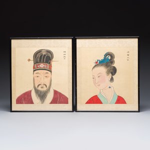 Chinese school: two portraits, ink and colour on silk, 20th C. — photo 1