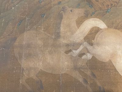 Chinese school: 'Two riders and eight horses', ink and colour on silk, probably Ming — 照片 3