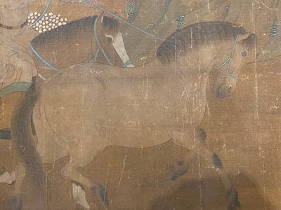 Chinese school: 'Two riders and eight horses', ink and colour on silk, probably Ming — 照片 4