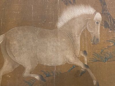 Chinese school: 'Two riders and eight horses', ink and colour on silk, probably Ming — 照片 6