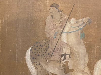 Chinese school: 'Two riders and eight horses', ink and colour on silk, probably Ming — 照片 7