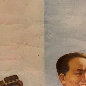 Chinese school uit de Culturele Revolutie: Mao in gesprek met arbeiders, olie op doek, 3e kwart 20e eeuw — foto 11
