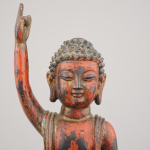 Chinese vergulde en gelakte bronzen figuur van boeddha als kind, Ming-dynastie — foto 7