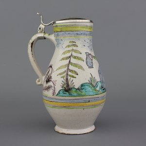 Chope couverte en argent en faïence allemande ou autrichienne, env. 1800 — photo 1