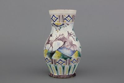 Chope en faïence allemande ou autrichienne, décor cerfs, env. 1800
