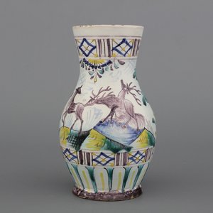 Chope en faïence allemande ou autrichienne, décor cerfs, env. 1800 — photo 1