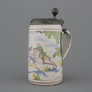 Chope polychrome allemande, monture en étain, 18e — photo 8