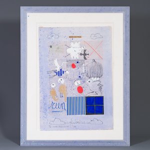 Christian Silvain (1950): 'Rencontres', gemengde techniek en collage op papier, multiple (41/50), gesigneerd en gedateerd 1992 — foto 2