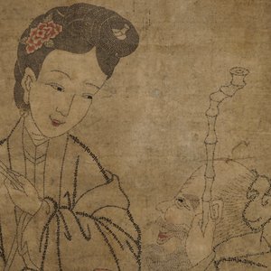 Chu (Zhu) Shang: Mei Shou Tu (Schoonheid, lang leven en schilderkunst), inkt en kleur op papier, gedat. 1773 — foto 5