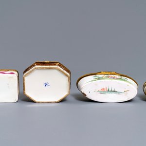 Cinq boîtes tabatières en porcelaine et émaux, Allemagne et France, 18/19ème — photo 5