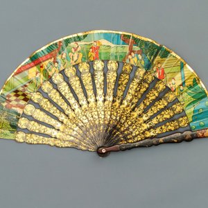 Cinq éventails en papier peint, bois et laque, Chine, Canton, 19ème — photo 11