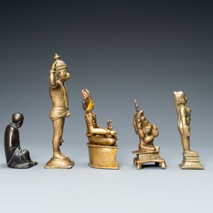 Cinq figures en bronze, Inde, Japon et Tibet, 19/20ème — photo 5