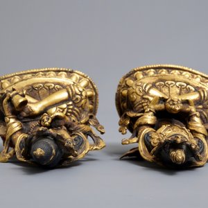 Cinq modèles de Bouddha en bronze doré, Sino-Tibet, 19/20ème — photo 9