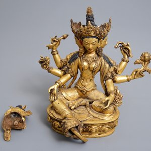 Cinq modèles de Bouddha en bronze doré, Sino-Tibet, 19/20ème — photo 16
