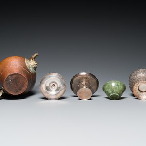 Cinq objets rituels en cuivre, argent, jade et bois, Tibet, 19/20ème — photo 7