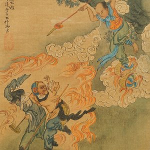 Cinq peintures sur textile, Chine, 19/20ème — photo 4