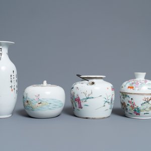 Cinq pièces en porcelaine de Chine famille rose, 19/20ème — photo 3