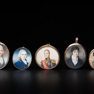 Cinq portraits miniatures, France, Angleterre et/ou Allemagne, 19ème — photo 1