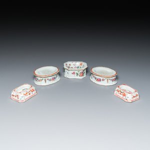 Cinq salerons en porcelaine de Chine famille rose, Qianlong — photo 1