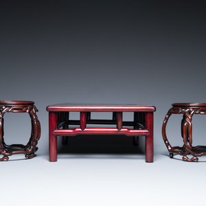 Cinq socles en bois sculpté, Chine, 20ème — photo 4