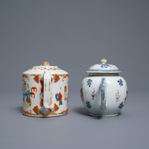 Cinq tasses et soucoupes et deux théières en porcelaine de Chine famille rose, Yongzheng/Qianlong — photo 13