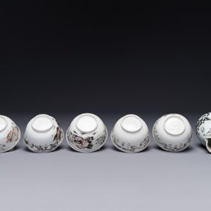 Cinq tasses et une verseuse en porcelaine de Chine en grisaille, Qianlong — photo 5