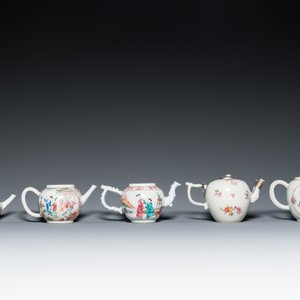 Cinq théières en porcelaine de Chine famille rose, Yongzheng/Qianlong — photo 4