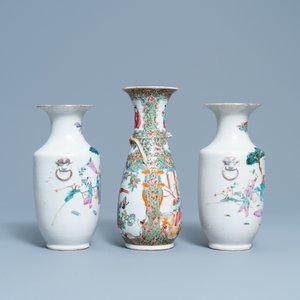 Cinq vases en porcelaine de Chine famille rose, 19ème — photo 11