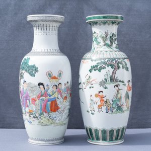 Cinq vases en porcelaine de Chine famille rose et verte, République — photo 14