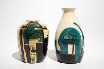 Cockx, Jan (Belgique, 1891-1976), deux vases constructivistes, 20ème
