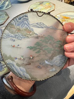 Collection de neuf peintures sur verre inversé montées en pendentifs, Chine, 19ème — photo 8