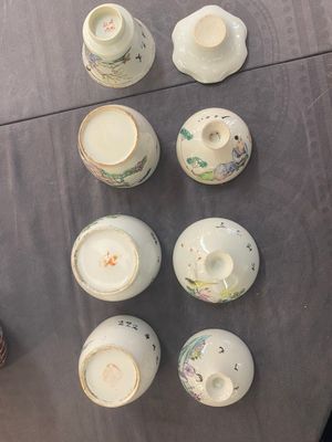 Collection variée de 15 pièces en porcelaine de Chine qianjiang cai, famille rose et verte, 19/20ème — photo 13