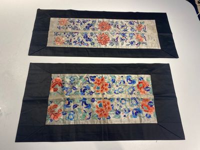 Collection variée de panneaux en soie brodée, un couvre-éventail et des badges de rang, 19ème — photo 12