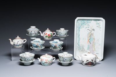 Collection variée en porcelaine de Chine famille rose et qianjiang cai, 19/20ème