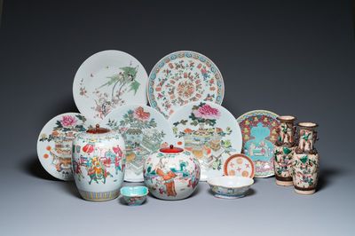 Collection variée en porcelaine de Chine famille rose et qianjiang cai, 19/20ème