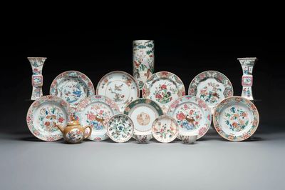 Collection variée en porcelaine de Chine famille rose et verte, 18/19ème