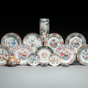 Collection variée en porcelaine de Chine famille rose et verte, 18/19ème — photo 1