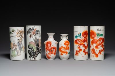 Collection variée en porcelaine de Chine qianjiang cai et à décor en rouge de fer, signée Liu Shuntai 劉順太, 19/20ème