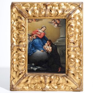 Cornelis Schut III (Antwerpen ca. 1629-Sevilla, 1685), omgeving van, Madonna met kind en Sint-Antonius, olie op koper — foto 2
