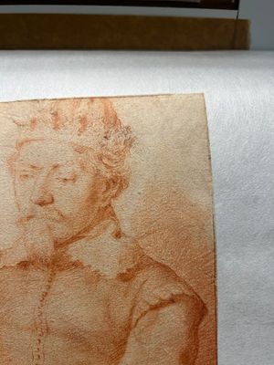 Cornelis Visscher II (1628-1658, attr. à): 'Portrait d'un roi', sanguine sur papier — photo 20