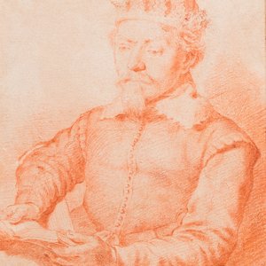 Cornelis Visscher II (1628-1658, attr. à): 'Portrait d'un roi', sanguine sur papier — photo 1