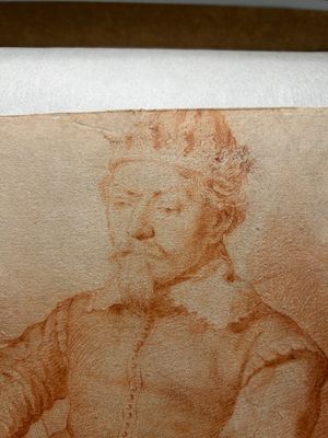 Cornelis Visscher II (1628-1658, attr. to): 'Portrait of a king', red chalk on paper — 照片 18