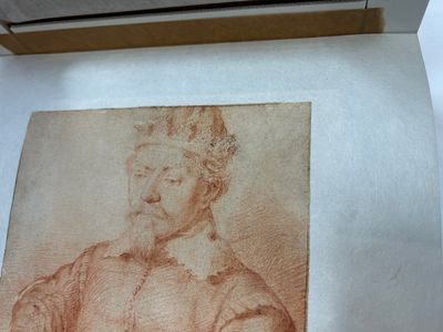 Cornelis Visscher II (1628-1658, attr. to): 'Portrait of a king', red chalk on paper — 照片 9