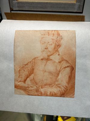 Cornelis Visscher II (1628-1658, attr. to): 'Portrait of a king', red chalk on paper — 照片 10