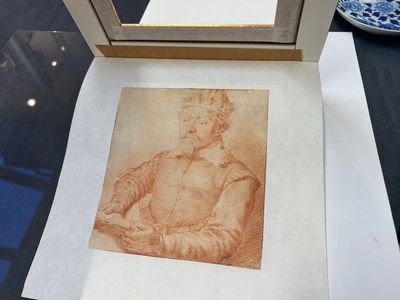 Cornelis Visscher II (1628-1658, toegeschr. aan): 'Portret van een koning', sanguine op papier — foto 8