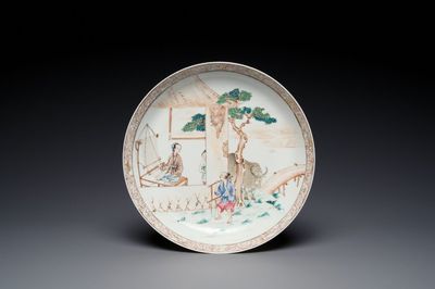 Coupe en porcelaine de Chine famille rose coquille d'oeuf à l'histoire du Bouvier et de la Tisserande, Yongzheng