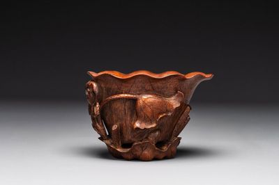 Coupe libatoire en bambou sculpté à décor de lotus, Chine, 17/18ème