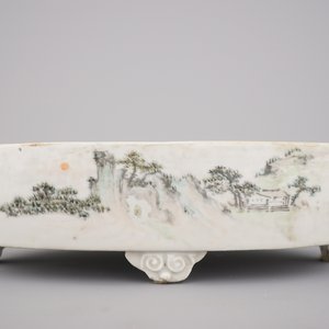Coupe ovale sur pied en porcelaine de Chine, style Qianjiang, début 20e — photo 1