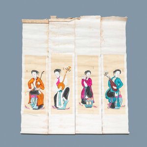 D. Khiêm (Vietnam?), estampes rehaussées d'encre et de couleurs: 'Quatre musiciennes' — photo 4